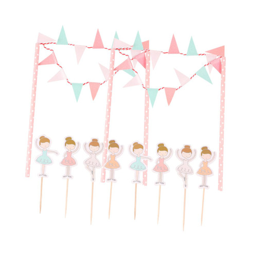 GARVALON 10pcs 1 Set Cake Decorating Banner princess cake pick cupcake ornament christmas party dessert pick fiesta cupcake pick fruit cake birthday cake topper banner child food appetizer