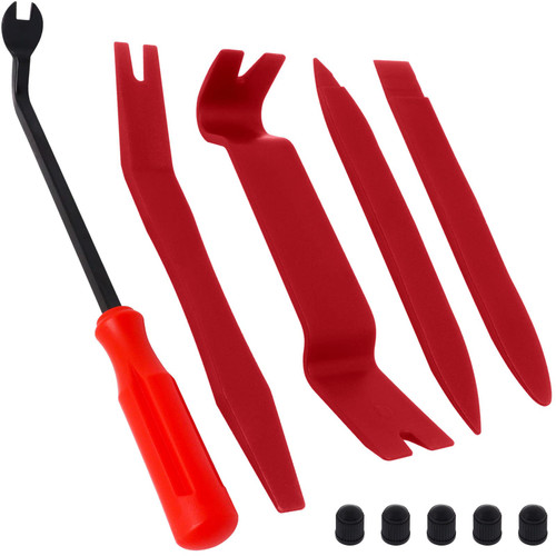 YuGtcen Auto Trim Removal Tool Kit, Car Interior Detailing Kit No Scratch Plastic Pry Tool Set Door Panel Removal Tool, Car Pry Tools Atuofor Fasteners, Push Rivets, Car Clips, Dashboards (Red)