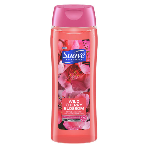 Suave Essentials Gentle Body Wash, With a Floral Oil Blend Essence, Wild Cherry Blossom Infused with Vitamin E & Cherry Extract 18 oz Suave Essentials Gentle Body Wash, With a Floral Oil Blend Essence, Wild Cherry Blossom Infused with Vitamin E & Cherry Extract 18 oz