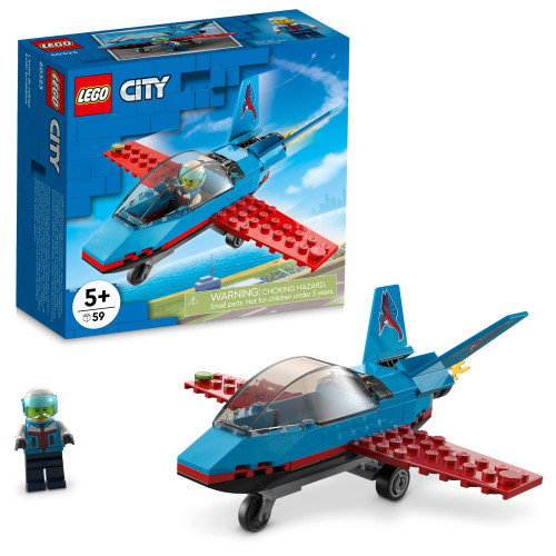 LEGO City Great Vehicles Stunt Plane 60323 Jet Airplane Toy, 2022 Building Set, Gifts for Kids, Boys and Girls 5 Plus Years Old with Pilot Minifigure LEGO City Great Vehicles Stunt Plane 60323 Jet Airplane Toy, 2022 Building Set, Gifts for Kids, Boys and Girls 5 Plus Years Old with Pilot Minifigure