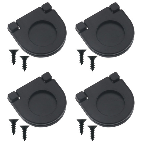 CHENJIN Flush Ring Pull 4Pcs Black Modern Flush Ring Pull Hidden Recessed Door Drawer Handles for Cabinet Cupboard Drawer Dresser Pull Ring Knob