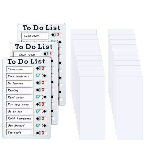 3 Pcs to Do List Checklist Board, BetterJonny Chore Chart for Adults Daily Schedule for Kids Chore Chart Memo Checklist Board Detachable Reusable Plastic RV Checklist Chore Chart Planner Board