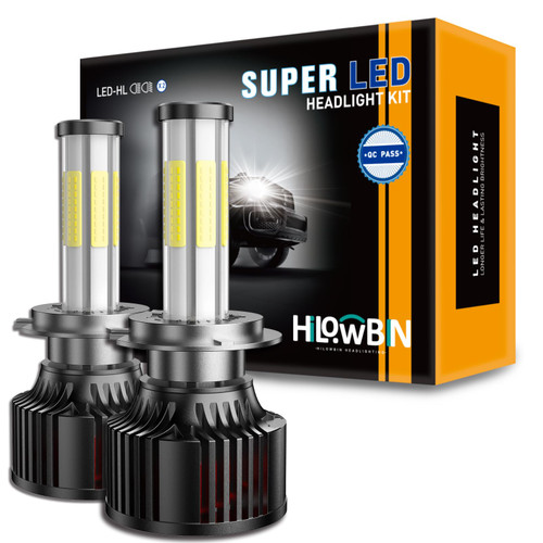HILOWBIN Upgraded H4 LED Headlights Bulbs,6500K Super Bright Cool White HB2 9003 LED Bulbs, Plug and Play, Canbus Ready, Pack of 2