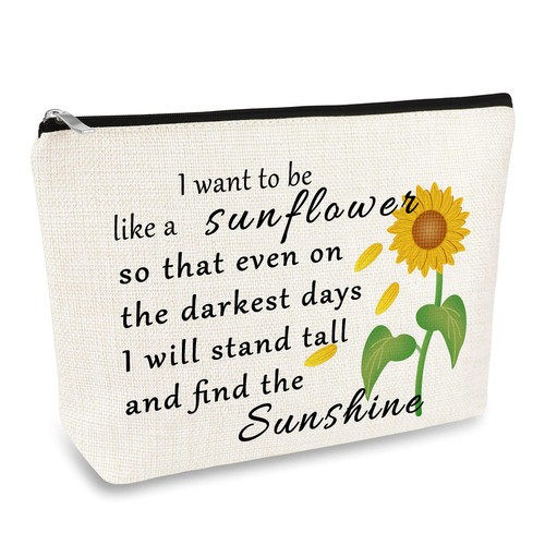 Inspirational Sunflower Gifts for Women Girls Makeup Bag Gifts Cosmetic Bags Christmas Graduation Birthday Gifts for Her Friends Sister Daughter Nurse Cosmetic Make Up Pouch Case Toiletry Bag