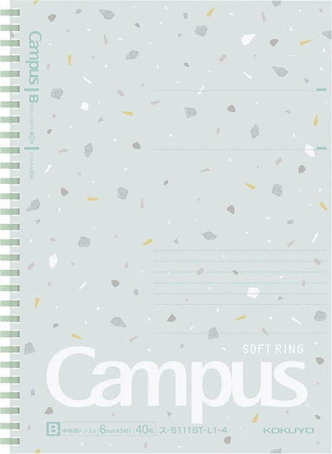 KOKUYO Campus Soft Ring Notebook, Semi-B5, B 6mm Dot Ruled, 34 Lines, 40 Sheets, Mint Green, Shear Stone Colors for Spring 2023 Limited Edition, Japan Import (SU-S111BT-L1-4) KOKUYO Campus Soft Ring Notebook, Semi-B5, B 6mm Dot Ruled, 34 Lines, 40 Sheets, Mint Green, Shear Stone Colors for Spring 2023 Limited Edition, Japan Import (SU-S111BT-L1-4)