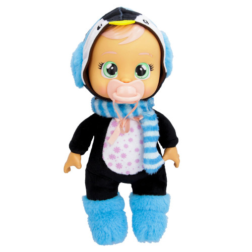 Cry Babies Tiny Cuddles Christmas Izzy - 9" Baby Dolls, Cries Real Tears, Blue Penguin Themed Pajamas