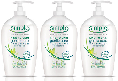 Simple Kind To Skin Gentle Care Antibacterial Hand Wash, 250 Ml / 8.45 Ounce (Pack of 3)