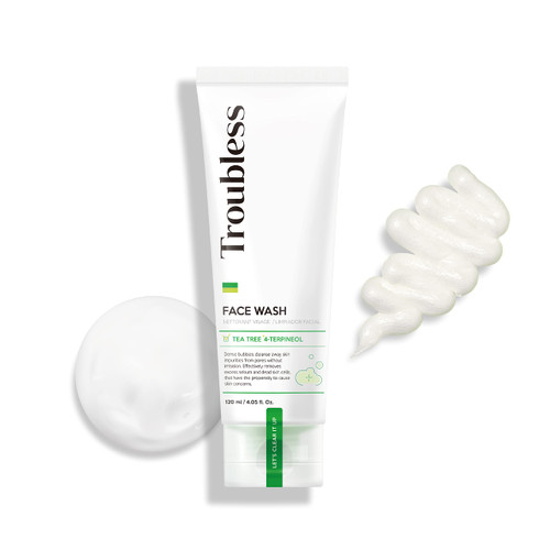Troubless TeaTree Facial Cleanser - Face Wash for Acne Prone and Sensitive Skin/Korean Foaming Cleanser with TeaTree Oil/Purifying Face Cleanser for women (4.05 fl oz, 120ml) Troubless TeaTree Facial Cleanser - Face Wash for Acne Prone and Sensitive Skin/Korean Foaming Cleanser with TeaTree Oil/Purifying Face Cleanser for women (4.05 fl oz, 120ml)