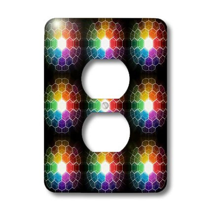 3dRose lsp_21927_6 Honeycomb Spectrum Shows Stylized Burst of Light Through Prism Into Honeycomb 2 Plug Outlet Cover