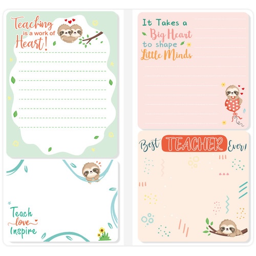 FANCY LAND Graduation Notepads for Teacher Notepads Teacher Appreciation Gift Sloth Memo Set for Teacher 200 Sheets Book Notes Teacher Educator