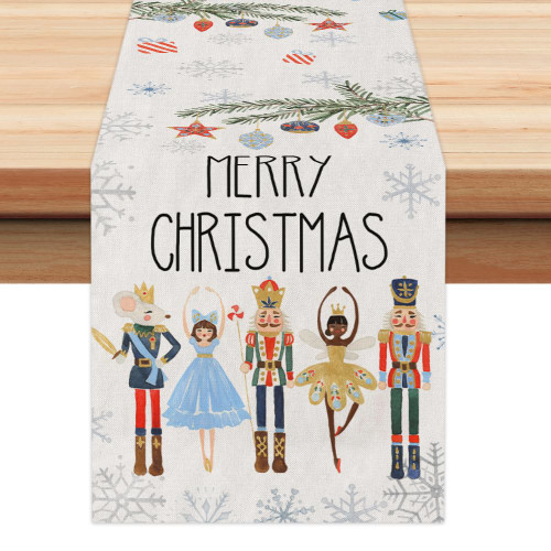 ARKENY Merry Christmas Table Runner 13x72 Inches,Nutcracker Snowflake Winter Seasonal Burlap Farmhouse Indoor Kitchen Dining Table Holiday Decoration for Home Party AT463-72 ARKENY Merry Christmas Table Runner 13x72 Inches,Nutcracker Snowflake Winter Seasonal Burlap Farmhouse Indoor Kitchen Dining Table Holiday Decoration for Home Party AT463-72