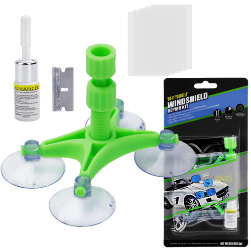 SEISSO Windshield Repair Kit, Automotive Glass Repair Resin Fluid for Chips and Cracks, Car Window Crack Scratch Repair Remover Kit Glass Quick Fix Tool for Chips, Cracks, Star-Shaped Crack