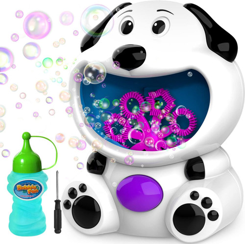 Kid Odyssey Bubble Machine, Dog Bubble Blower with 4 fl oz Bubble Solution Refill, Non-Toxic Bubbles for Kids, Automatic Bubble Machine for Parties, Bubble Toys for Indoor Outdoor