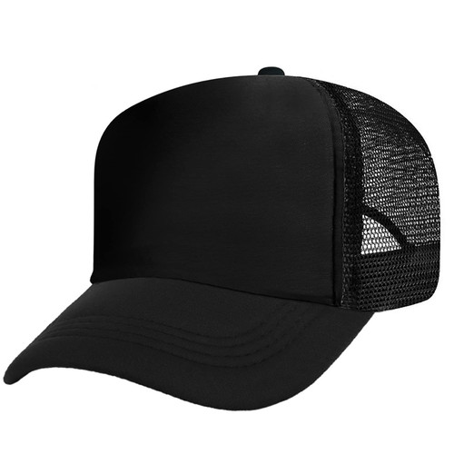 TOPTIE Kids 5 Panel Mesh Trucker Cap Adjustable Snapback Hat Blank Foam Trucker Hat-Black