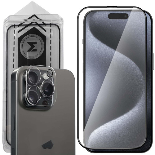 MONASAY Glass Screen Protector [1 Pack] Fit for iPhone 15 Pro Max 6.7 inch[Camera Lens Protector][Easy Installation] HD tempered screen Film with Frame Full Coverage Case Friendly