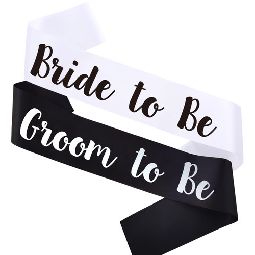 MUMUNN 2 PCS Bride to Be and Groom to Be Sash, Black & White Bachelorette Sashes for Bridal Shower Bachelorette Party Engagement Gifts MUMUNN 2 PCS Bride to Be and Groom to Be Sash, Black & White Bachelorette Sashes for Bridal Shower Bachelorette Party Engagement Gifts
