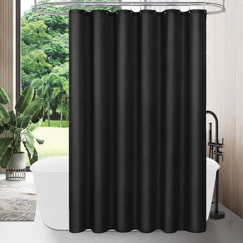 MitoVilla Black Fabric Shower Curtain Liner, Simple Shower Curtain or Liner for Modern Neutral Hotel Bathroom Decor, Waterproof Cloth & Machine Washable, 12 Plastic Hooks, 72" W x 72" H MitoVilla Black Fabric Shower Curtain Liner, Simple Shower Curtain or Liner for Modern Neutral Hotel Bathroom Decor, Waterproof Cloth & Machine Washable, 12 Plastic Hooks, 72" W x 72" H