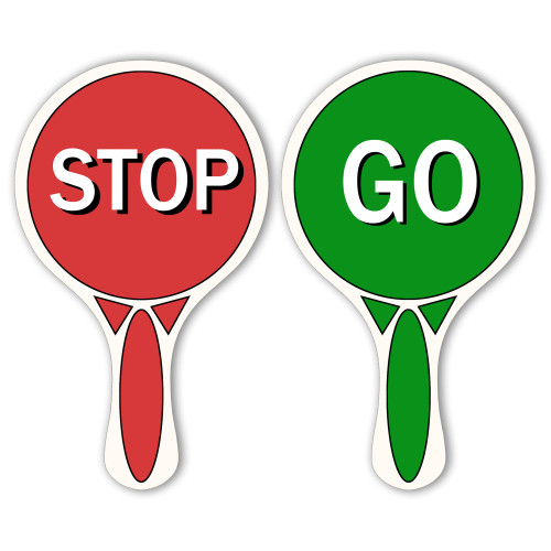 Stop and Go Sign Traffic with Handle - Double Sided Waterproof Crossing Guard Stop Sign for Kids Red Green Light Sign for Traffic & Street Safety, 11.8 x 7.1 Inches