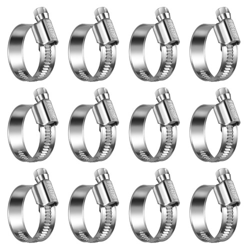 STEELSOFT Heavy Duty High Pressure 1 inch Hose Clamp Size#12, 3/4 to 1-1/4"Adjustable Worm Gear Drive Stainless Steel Hose Clamps for Heater/Automotive/Garden Sprinkler/irrigation Pipe Tube, 12 Pack