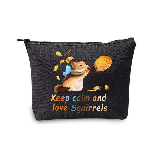 CMNIM Squirrel Makeup Bag Squirrels Gifts for Squirrel Lovers Inspirational Keep Calm and Love Squirrel Cosmetic Bag Zipper Travel Pouch (Squirrel Makeup Bag)