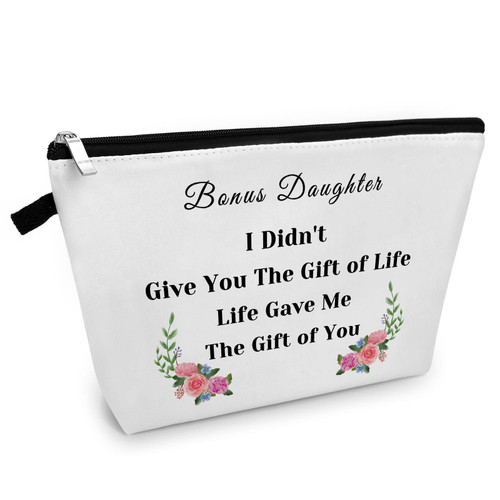 Bonus Daughter Gifts Makeup Bag Daughter Gifts from Mom Dad Adoption Gift Daughter Birthday Gift Daughter in Law Wedding Gift Cosmetic Bag Christmas Gifts for Stepdaughter Travel Cosmetic Pouch