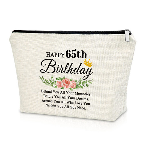 Sazuwu 65th Birthday Gifts for Women Makeup Bag 65 Years Old Birthday Gifts for Mom Aunt Grandma 1958 Birthday Gift Cosmetic Bag Turning 65 Gifts for Boss Coworkers Friend Cosmetic Travel Pouch