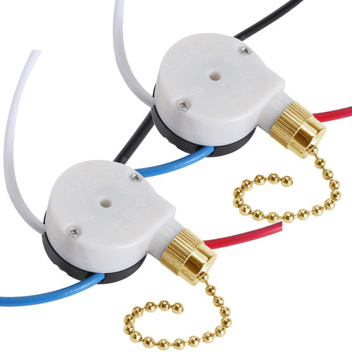 Ceiling Fan Switch ZE-208s E89885 3 Speed 4 Wire Fan Light Switch Replacement Part Speed Control Pull Chain Switch (Brass) 2 PCS