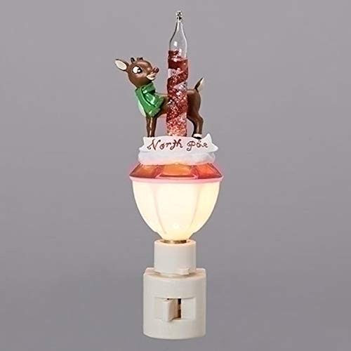 Roman 6.75" Rudolph W/NP Sign Bubble North Pole Night Light