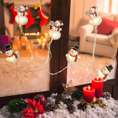 LUSHARBOR Christmas String Lights, 5.4ft 6LED Snowman String Lights, Indoor Fairy Light Battery Operated Christmas LED String Light Snowman Christmas Decorations for Xmas Festive Holiday