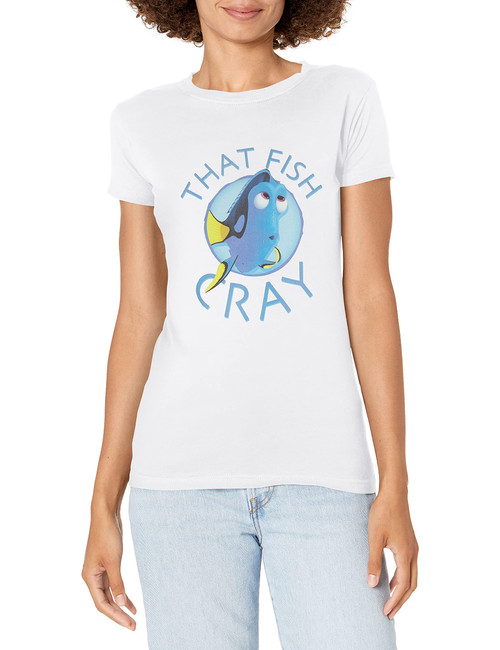 Disney Women's Pixar Finding Dory That Fish Cray Crew Neck Graphic T-Shirt, White, XL