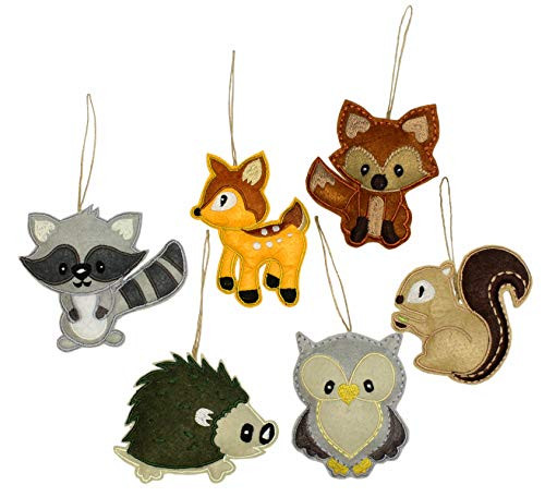 Darware My Forest Friends Christmas Ornament Set (6-Piece Set); Plush Holiday Animal Tree Decoration Set with Baby Woodland Creatures: Fox, Raccoon, Squirrel, Porcupine, Deer & Owl