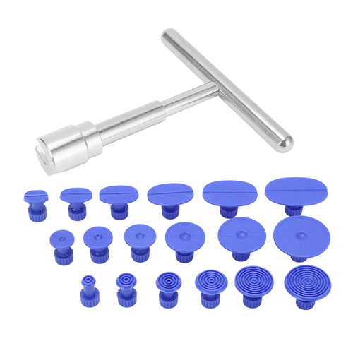 HERCHR Auto Dent Puller Tabs Kit, Paintless Dent Removal Puller T Bar Auto Body Damage Repair Hand Tool with 18pcs Pulling Tabs