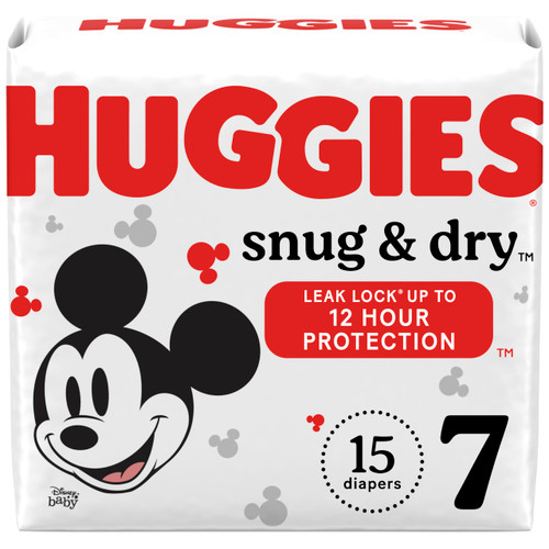 Huggies Size 7 Diapers, Snug & Dry Baby Diapers, Size 7 (41+ lbs), 15 Count