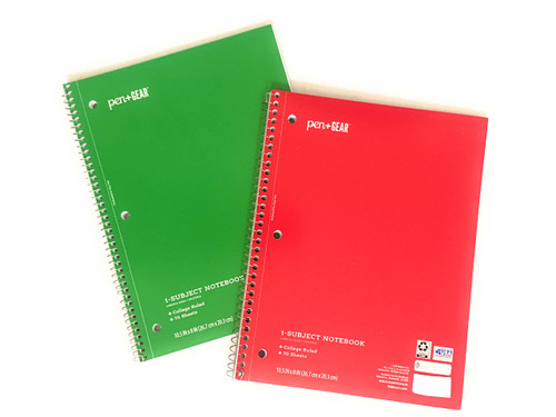 Pen + Gear 1 Subject Notebook, College Ruled, 70 Sheets (Red - Green)