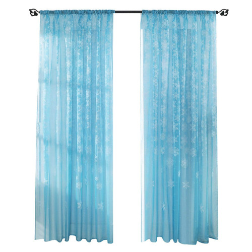 Sheer Curtains, Snowflake Semi Sheer Window Curtain Panels Christmas Winter Rod Pocket Curtains Voile Sheer Drapes Window Treatment for Bedroom Living Room, 78.7inch(Blue)