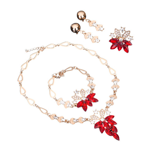 Abaodam 1 Set 4 Pcs Wedding Jewelry Set Valentines Day Jewelry Wedding Gift Rhinestone Ring Crystal Dangle Earring Rhinestone Wedding Bangle Fashion Earrings Prom Accessories Woman Alloy