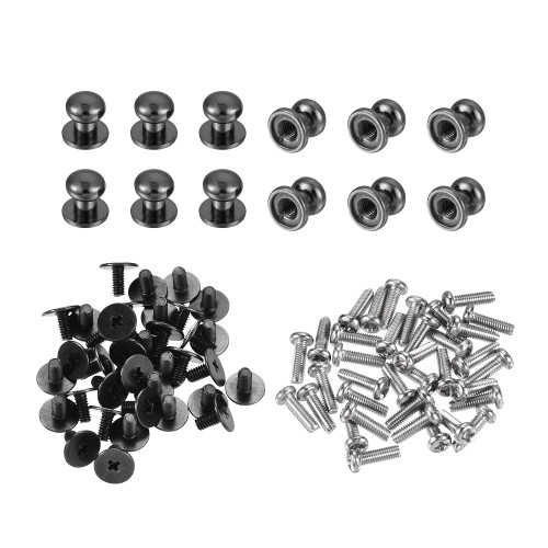 uxcell 7mm Head Dia. Round Knobs Pull Handle, 36pcs Zinc Alloy for Drawer Pulls Gift Box Cabinet Door Knobs with Screws, Black