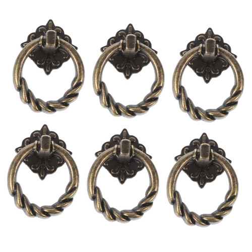 DOITOOL 12 Pcs Cabinet Drawer Handle Cupboard Handles Bronze Drawer Ring Pulls Furniture Antique Drawer Pulls Antique Dresser Knobs Closet Door Knobs Antique Ring Manual Alloy Metal