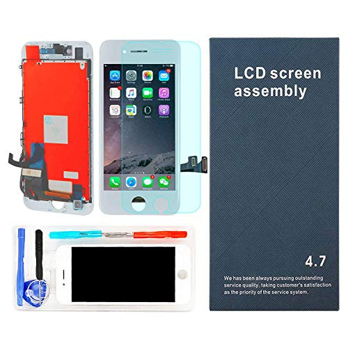LEMANCA Replacement LCD Display Touch Screen Digitizer (3D Touch) Frame Assembly Full Set with Free Tools and Glass Screen Protector for iPhone 7 (4.7 inches) White