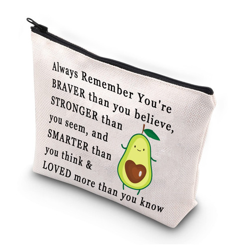 JNIAP Avocado Gift Avocado Themed Lovers Cosmetic Bag Avocado Birthday Gift For Women Makeup Travel Zipper Pouch (You are Braver) JNIAP Avocado Gift Avocado Themed Lovers Cosmetic Bag Avocado Birthday Gift For Women Makeup Travel Zipper Pouch (You are Braver)