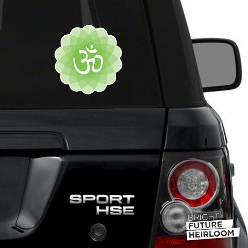 Mandala Flower + Peace - 6" tall GREEN printed decal - For cars, trucks, SUVs and more!