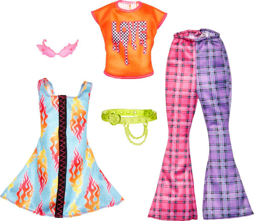 Barbie Fashions Doll Clothes & Accessories Set, 2 Rock 'N Roll-Themed Outfits with Belt & Shades for 2 Complete Looks Barbie Fashions Doll Clothes & Accessories Set, 2 Rock 'N Roll-Themed Outfits with Belt & Shades for 2 Complete Looks