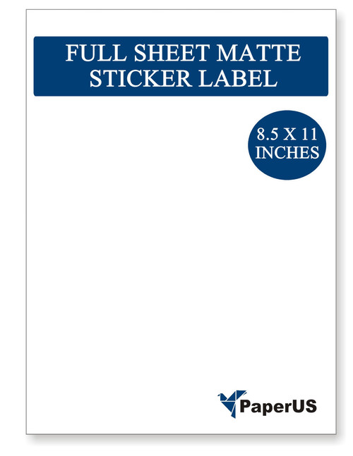 PaperUs 8.5" x 11" Full Page Printable Sticker Paper, 50 Sheets, Clear Address Labels, Shipping Labels, Mailing Labels, White Matte Sticker Paper for Inkjet & Laser Printers
