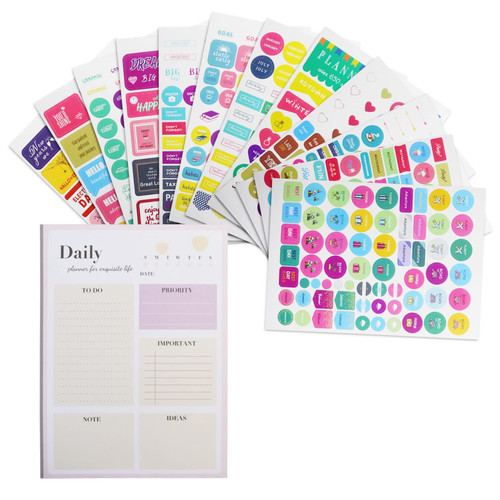 12 Sheets of Planner Stickers with Daily Planner Notepad, Portable To Do List Notepad, Tear-Off Undated Planner Sheets, Planning Pad, Daily to Do List, Daily Schedule Notepad (Style A) 12 Sheets of Planner Stickers with Daily Planner Notepad, Portable To Do List Notepad, Tear-Off Undated Planner Sheets, Planning Pad, Daily to Do List, Daily Schedule Notepad (Style A)