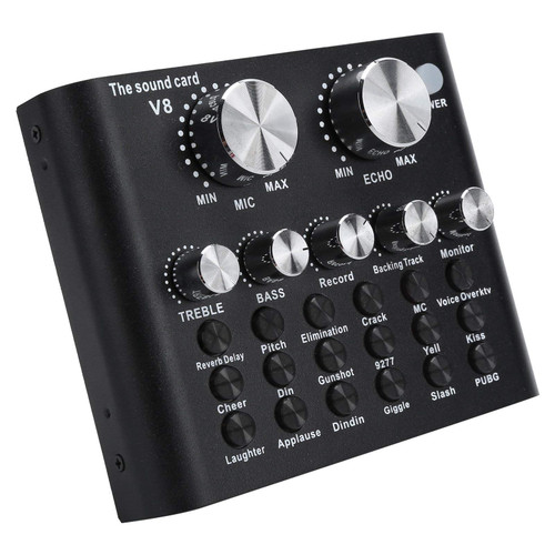Metal Bluetooth Gaming Sound Card, 112 Electroacoustics, 18 Sound Effects and 6 Effect Modes, 7 Connection Methods, Computer Games Live Audio Accessories(Black)