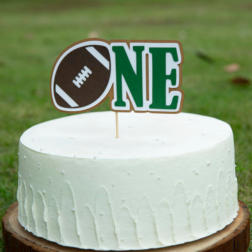 Football One Cake Topper - First Birthday Party Cake Decoration, Football Fans 1st Year Down Birthday Cake Decorations, Sports Themed 1st Birthday Party Supplies