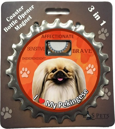 E&S Pets Pekingese Bottle Opener, Coaster and Magnet