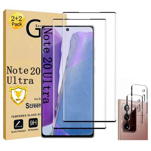 Micger Galaxy Note 20 Ultra Screen Protector, 2 Pack Camera Lens Protector?2+2 Pack? Easy Installation, 3D Glass 9H Hardness Tempered Glass Screen Protector for Samsung Galaxy Note 20 Ultra 5g