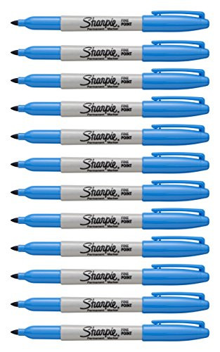 Sharpie Color Burst Permanent Markers, Fine Point, Blue, Box of 12 (1948370)