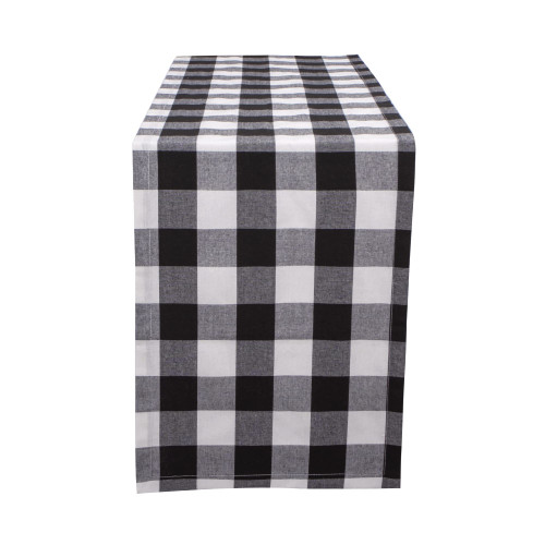 Buffalo Plaid Cotton Blend Table Runner,Buffalo Check Collection,Checkered Table Runner,Classic Farmhouse Table Runner,14x108-Black and White